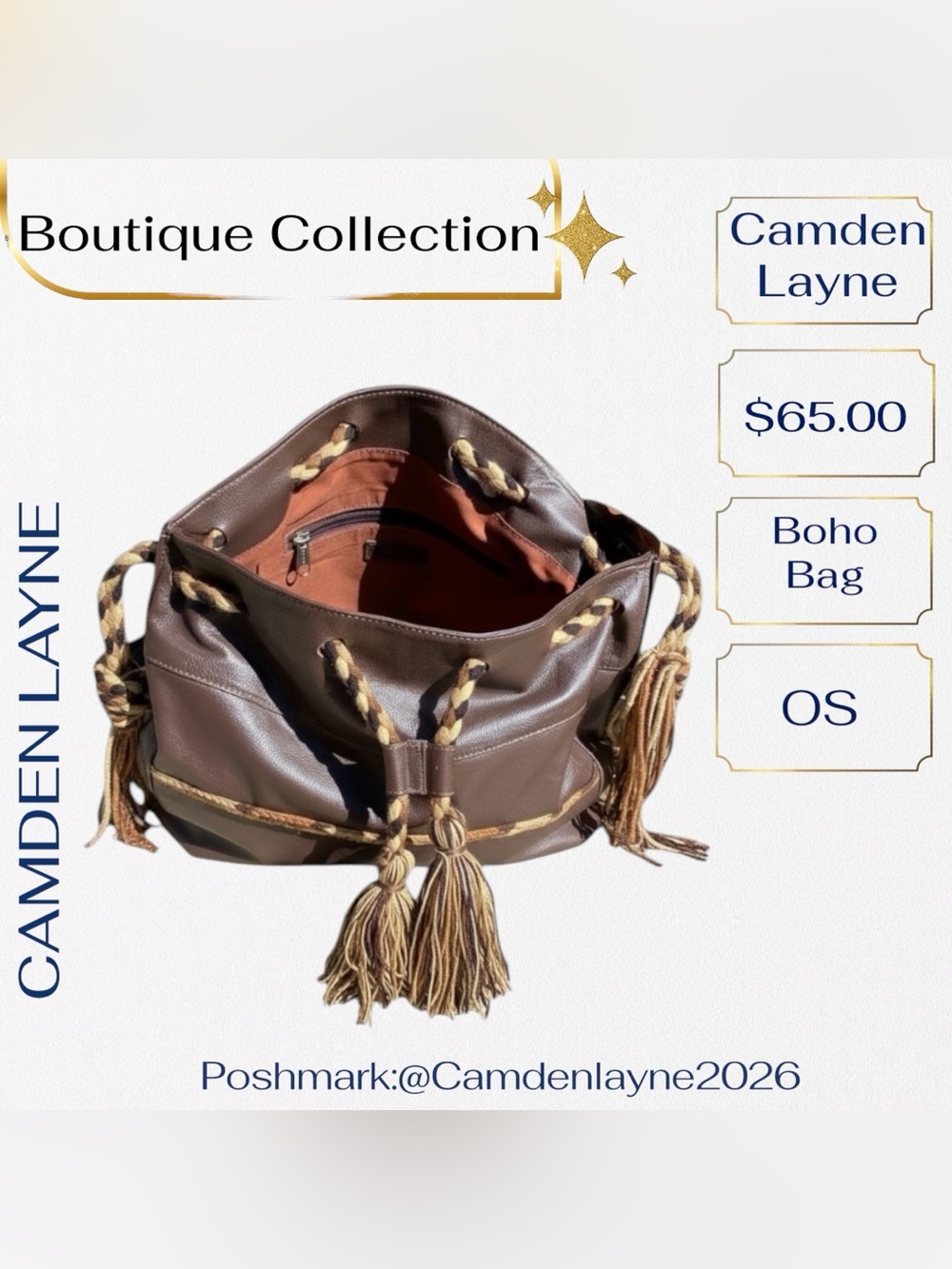 Camden Layne Boho Brown and Tan Shoulder Bag - Picture 6 of 11